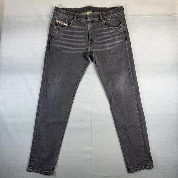 Diesel D-Strukt Jeans Mens 38x32 Gray Slim Medium Wash Faded Stretch Taper Denim - Picture 1 of 10